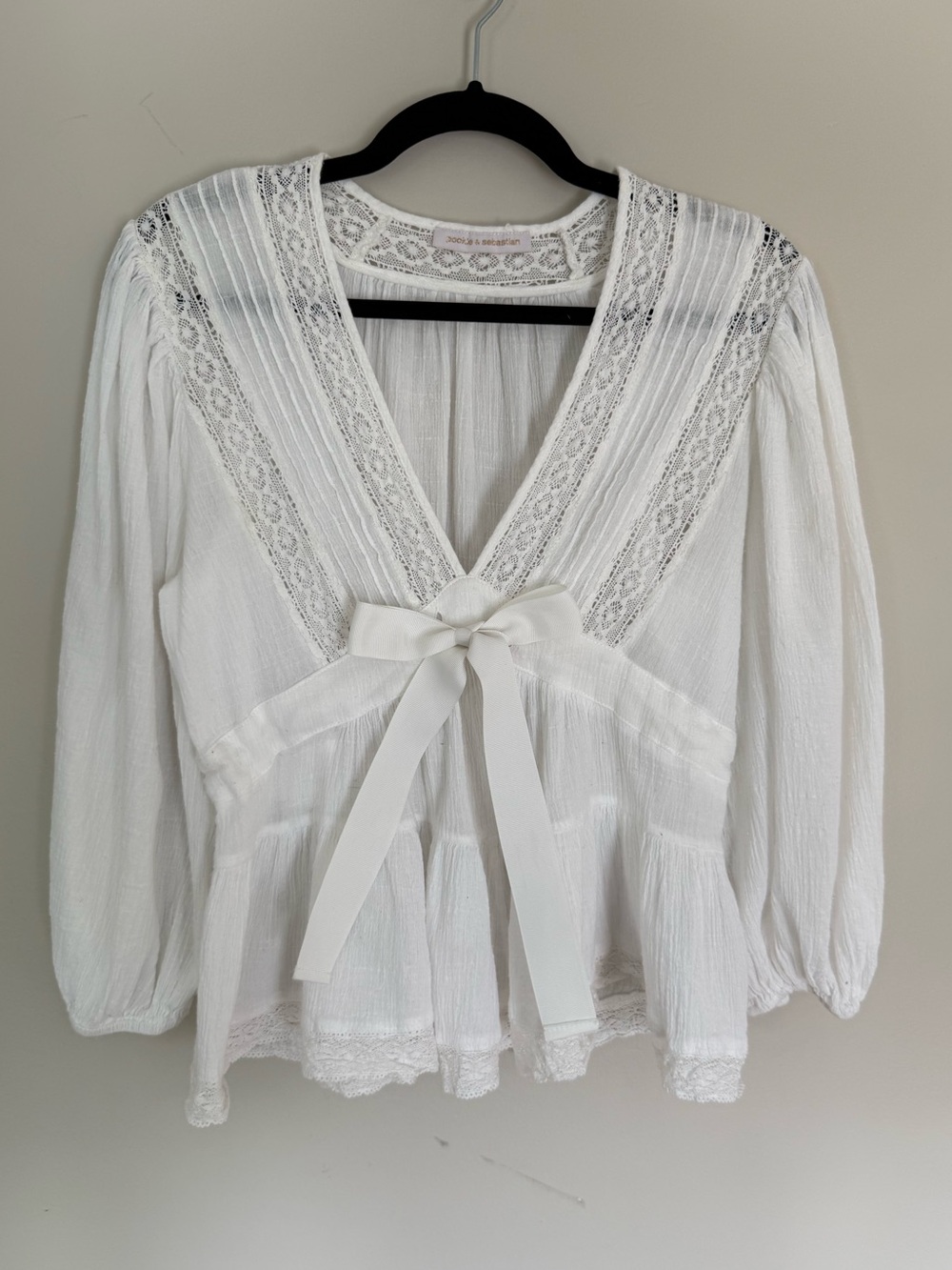 Pookie & Sebastian White Romantic Top Delicate Lace Coquette Praire Victorian
S
